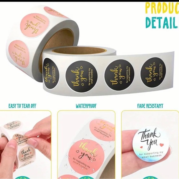 “Thank You for Supporting My Small Business” Stickers. 1 roll of 500 stickers. - Picture 7 of 7